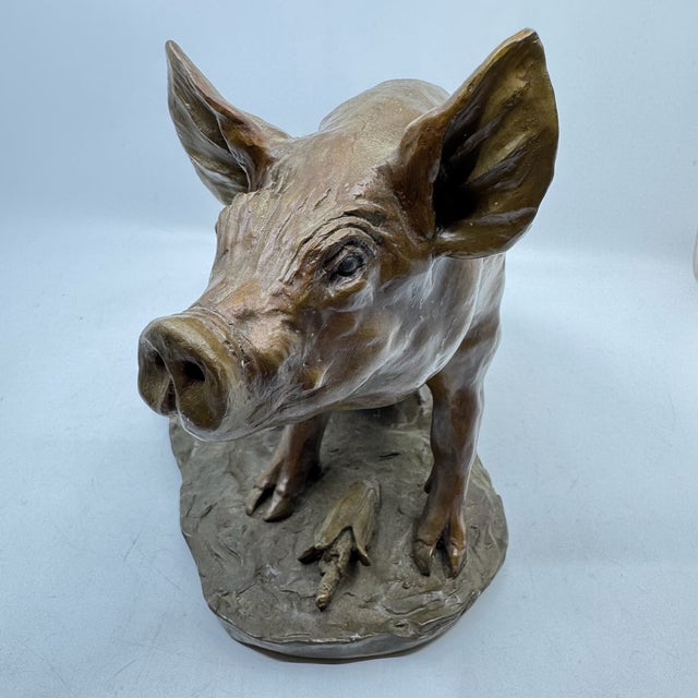 American 1990s W.H. Turner Bronze Sow Sculpture For Sale - Image 3 of 5