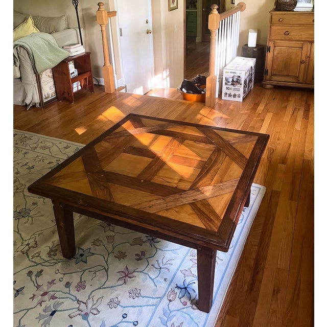 Farmhouse Vintage Parquet Coffee Table For Sale - Image 3 of 3
