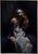 Figurative In The Room Where You Sleep by Daire Lynch | Acrylic, gold leaf oil on canvas of a woman seated in shadow. For Sale - Image 3 of 5