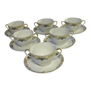 1940s German Bullion Cups & Saucers Set- 12 Pieces For Sale