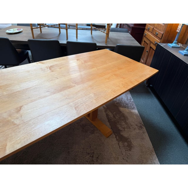 Wood Boat Shaped Trestle Dining Room Table For Sale - Image 7 of 12
