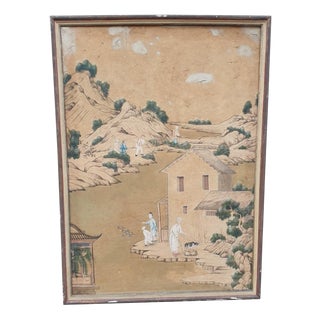 Wallpaper of a Lively Chinese Landscape, 19th Century For Sale