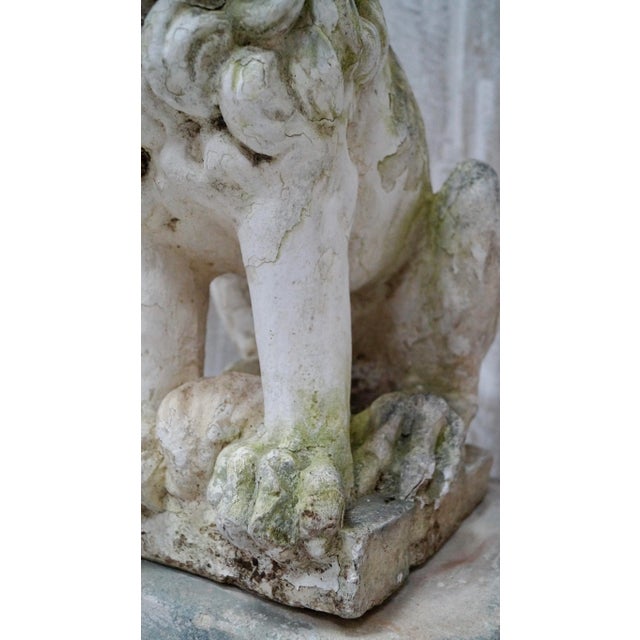 Ivory Proud Stone Cast French Sitting Lions, Set of 2 For Sale - Image 8 of 18