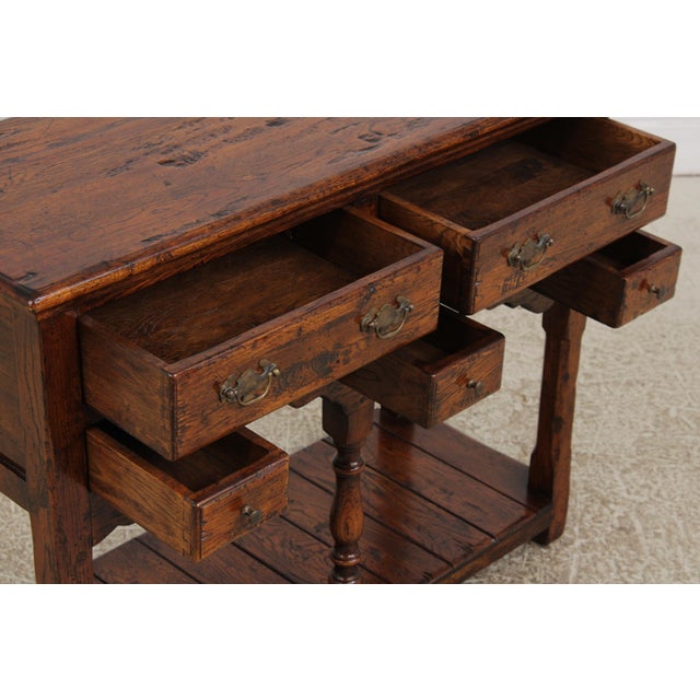 English Country Style Oak 5 Drawer 2 Tier Server For Sale In Philadelphia - Image 6 of 16