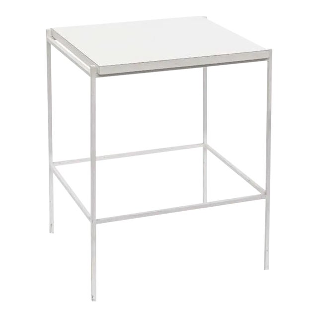 Ladislav Rado White Enameled Steel Modern Side Table, 1955, Knoll and Drake For Sale