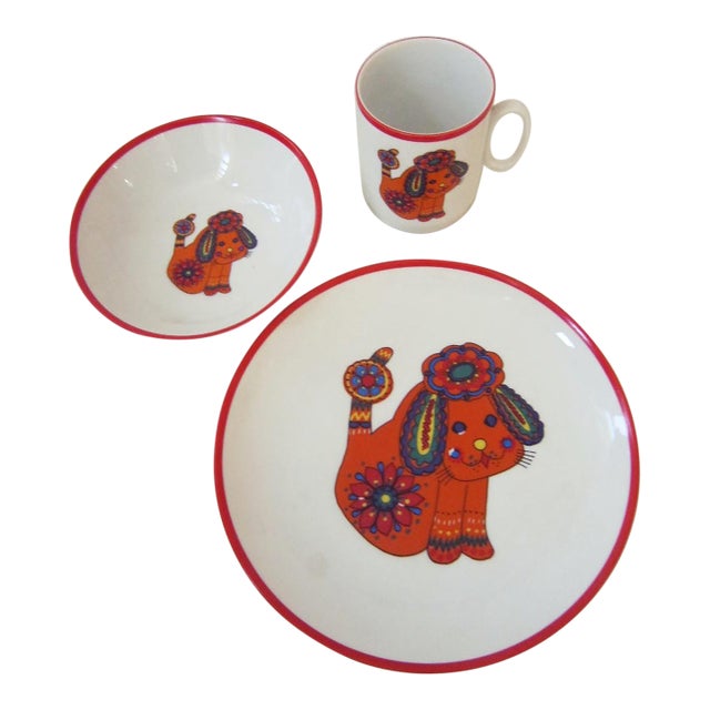 Vintage a.k. Kaiser Child China Set, 3Pc For Sale
