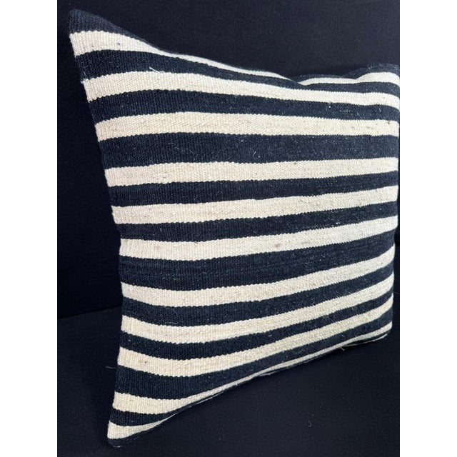 Contemporary Turkish Hemp Pillow Cushion Natural Beige Black Pillow Cushion Cover 24x24 For Sale - Image 3 of 4