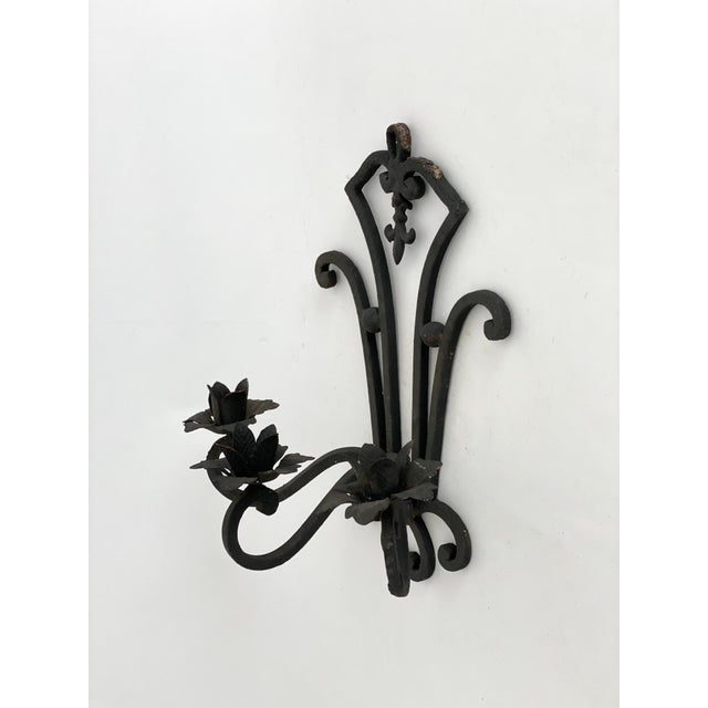 Vintage Black Wrought Iron Candle Sconce Chairish