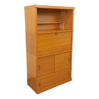 Vintage Oak Bookshelf with Secretary, 1960s For Sale