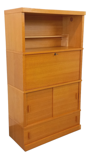 Vintage Oak Bookshelf with Secretary, 1960s