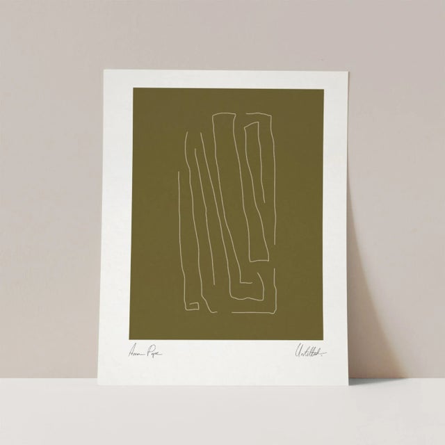 Olive Contemporary Minimalist Abstract Lines Giclee Print, Framed For Sale - Image 8 of 8