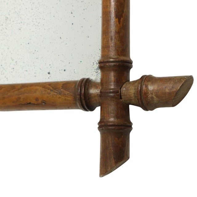 Antique Chinoiserie Faux Bamboo Mirror in Wood For Sale - Image 10 of 14
