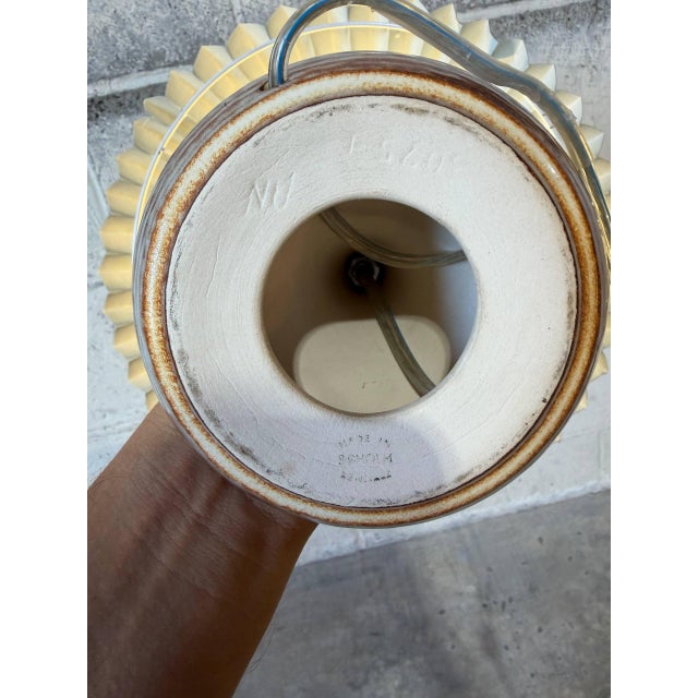 Søholm Ceramic Table Lamp With Pleated Paper Shade Danish Vintage Mid-Century Modern 1970s For Sale In Los Angeles - Image 6 of 9
