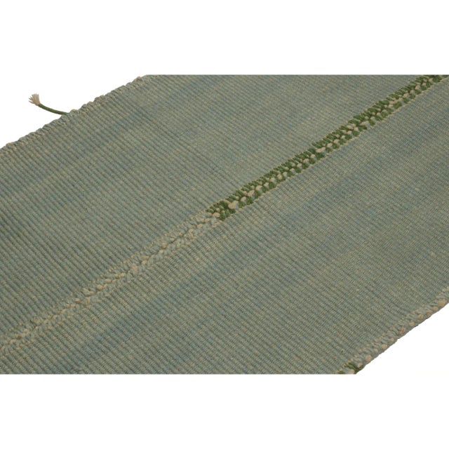 2010s Rug & Kilim’s Contemporary Kilim in Seafoam Blue With Green and White Accents For Sale - Image 5 of 7