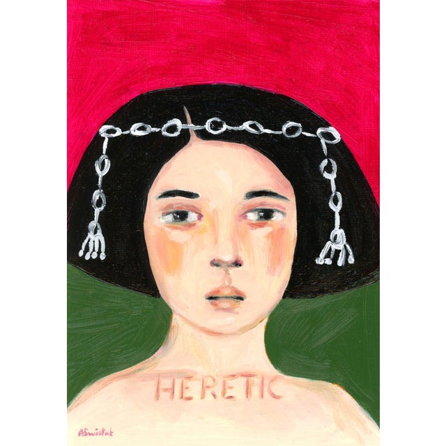 Pharaoh Heretic Beekeeper, Vintage Style Mid Century Modern Oil Portrait by Alexandra Swistak For Sale - Image 4 of 6