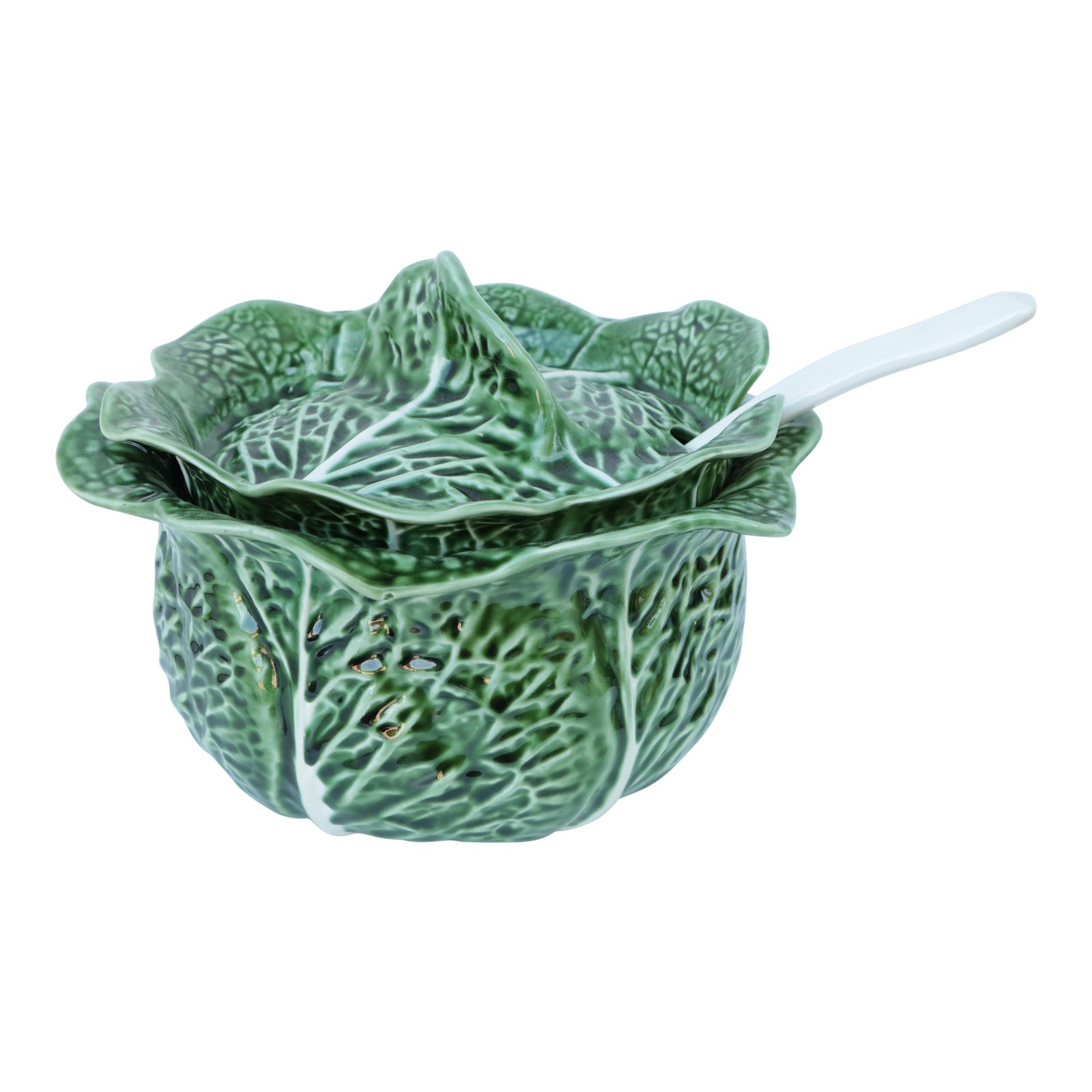 Majolica Cabbage Covered Soup Tureen & Cabbage Ladle Chairish