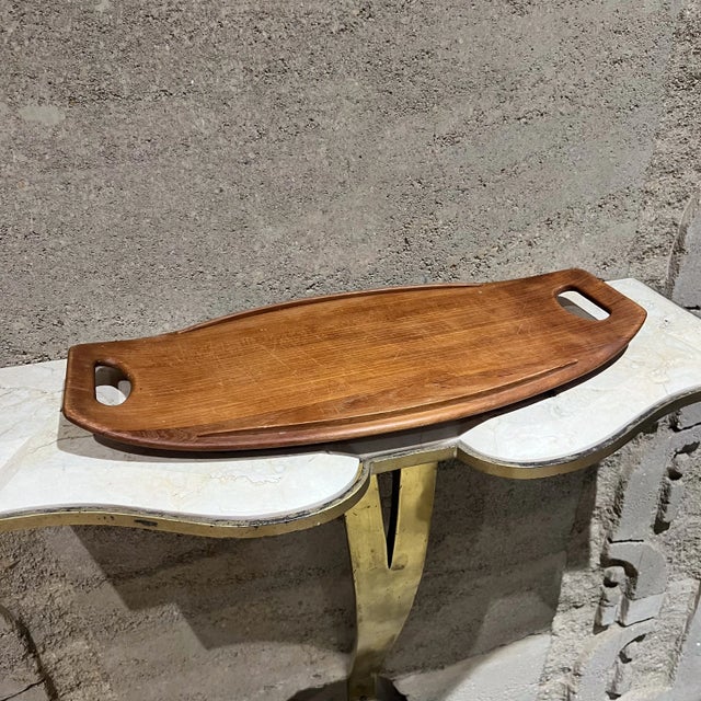 Dansk Designs 60s Large Danish Teak Serving Tray Jens Quistgaard Dansk Designs Ducks Gondola For Sale - Image 4 of 5