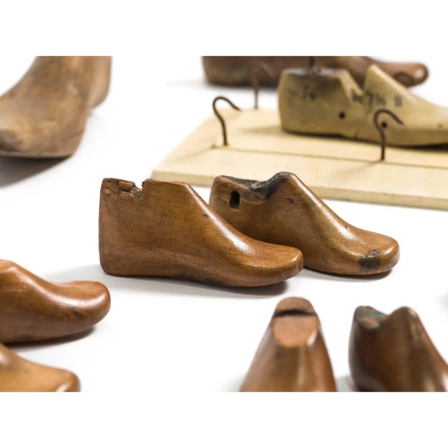 Antique French Cobbler’s Wooden Children’s Shoe Molds—Set of 17. For Sale - Image 10 of 11