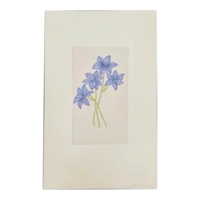 Vintage Indian Mugal Violet Art Flower Painting For Sale