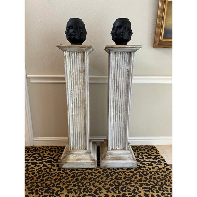 Vintage 1980’s 52” Pedestal Display Columns - A Pair For Sale - Image 14 of 15