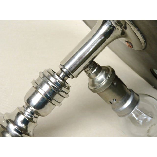 French Art Deco Nickel Le Mirophar Wall Mirrors with Magnifying Element & Light from Brot, Set of 2 For Sale - Image 12 of 18