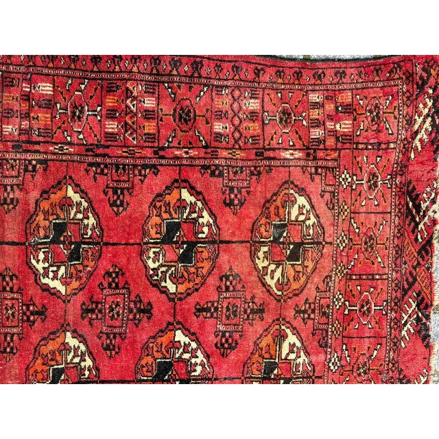 Rustic Vintage Distressed Turkmen Bokhara Rug, 1940s For Sale - Image 3 of 18