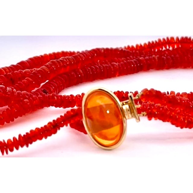 Multi-Strand Necklace With 14k Gold Clasp and Honey Amber Gemstone For Sale - Image 10 of 14