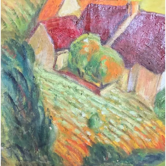 Mid-Century Modern Early French Painting - Red Roofs - Signed For Sale - Image 3 of 8