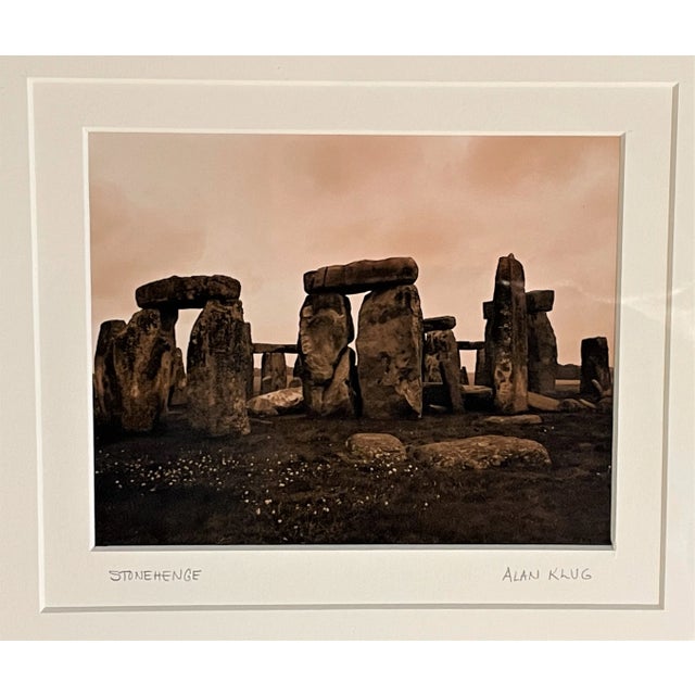 English Perspective "Stonehenge With Flowers Blooming" Sepia on Gelatin Silver Photograph by Alan Klug, Framed For Sale - Image 3 of 6