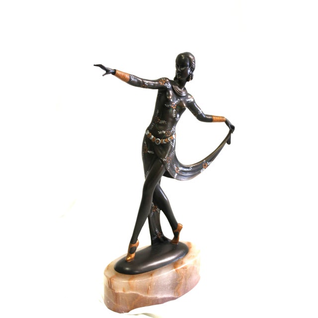 1990s Art Deco Bronze Dancer England After Lorenzl For Sale - Image 13 of 18