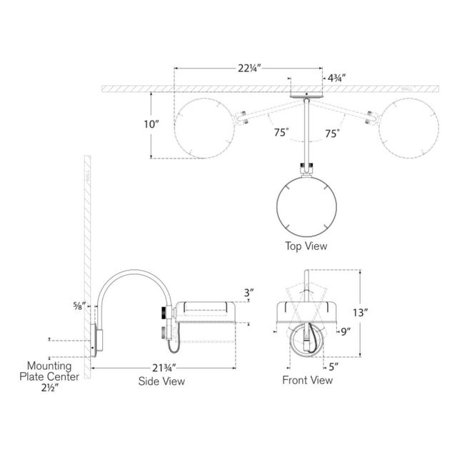 Thomas O'Brien for Visual Comfort Signature Oso 13" Articulating Arc Wall Light in Polished Nickel with Matte Black Shade For Sale - Image 12 of 13