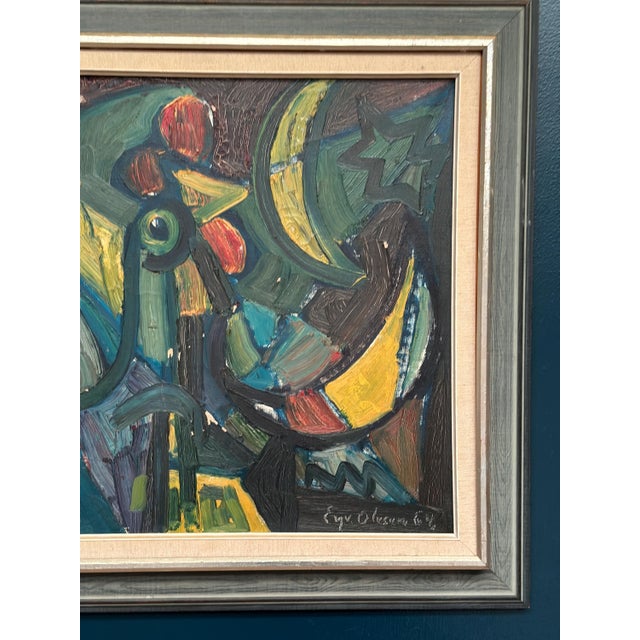 Eyvind Olesen, Chicken Composition, 1950s, Oil on Canvas, Framed For Sale - Image 4 of 18