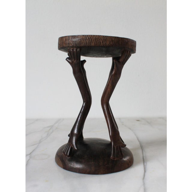 African Vintage Folk Art Hand Carved Wood African Decorative Object For Sale - Image 3 of 10