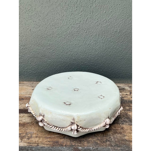 Vintage Glazed Ceramic Swag Pedestal For Sale - Image 4 of 12