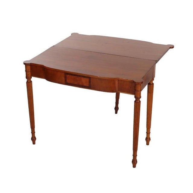 Early 19th Century Antique Sheraton Mahogany Banded & Inlaid Turret Top Card Table C1830 For Sale - Image 5 of 11