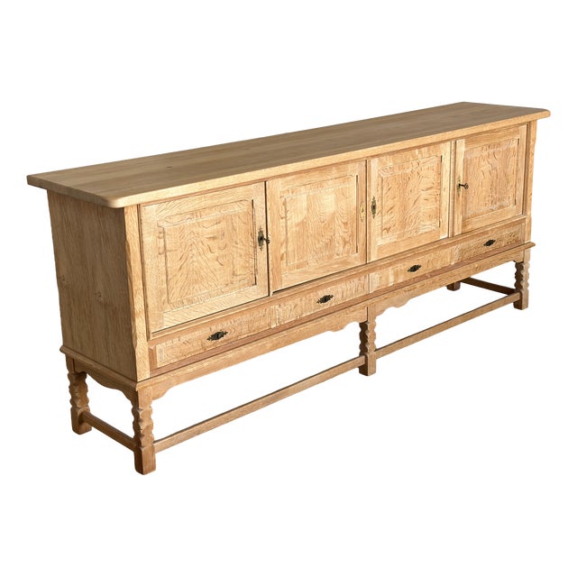 Mid-Century Danish Brutalist Sideboard in Oak by Henning Kjærnulf, 1960s For Sale