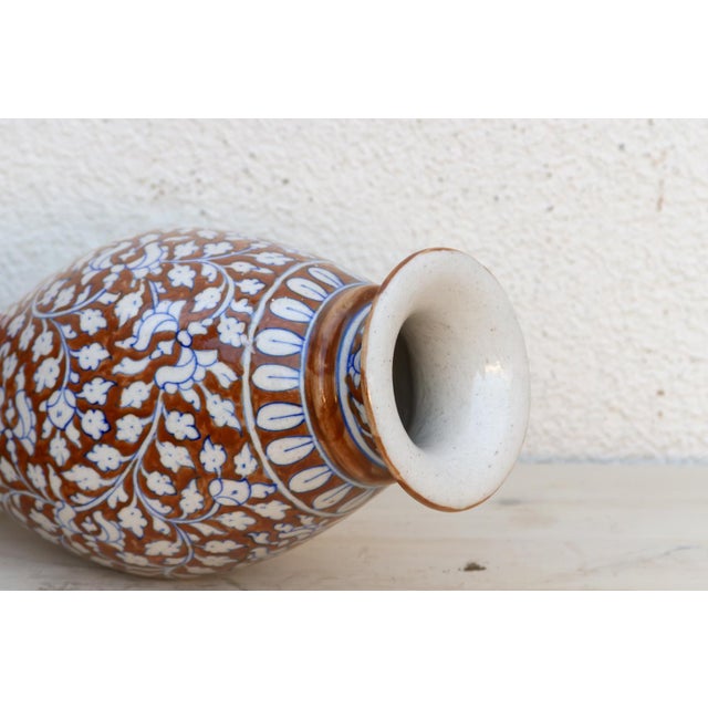 Blue Elegant Rust & Blue Floral Vase For Sale - Image 8 of 9