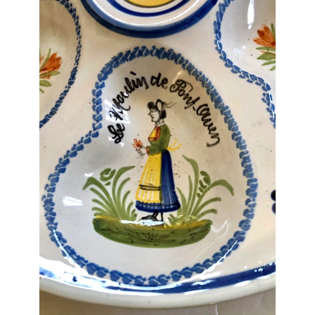 Farmhouse Quimper Brittany Faience Majolica French Oyster Plate For Sale - Image 3 of 6