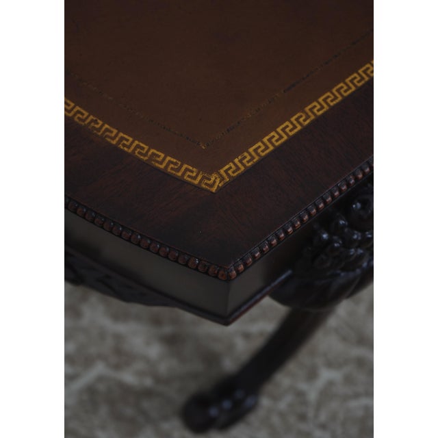 Vintage Leather Top Cornucopia Carved Mahogany Coffee Table For Sale - Image 4 of 13