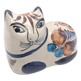 1970s Tonalá Mexico Ceramic Cat Figurine For Sale