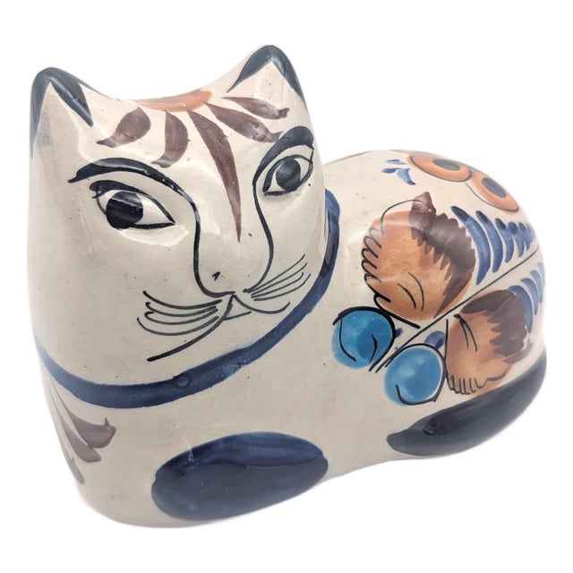 1970s Tonalá Mexico Ceramic Cat Figurine For Sale