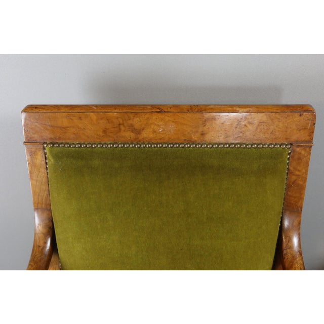 Pair of very large Restoration period armchairs in elm, circa 1840. These armchairs are in their original condition,...