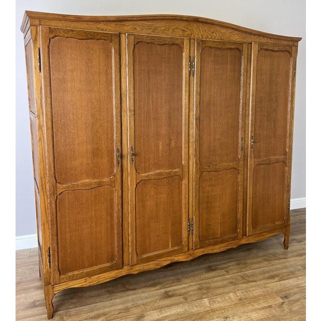 Vintage French Louis XVI Style Wardrobe in Oak For Sale - Image 3 of 11