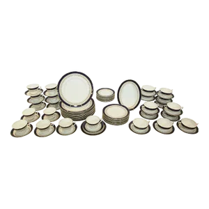 Royal Worcester Regency Royal Blue Fine Bone China Set 83 Pieces England