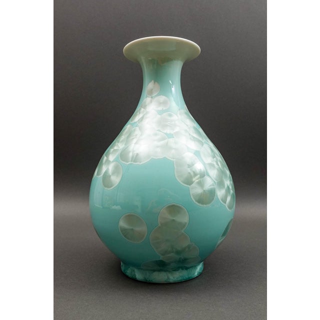 Mid-Century Modern John Richard Powder Blue Mother of Pearl Porcelain Vase 11 3/8" For Sale - Image 3 of 8