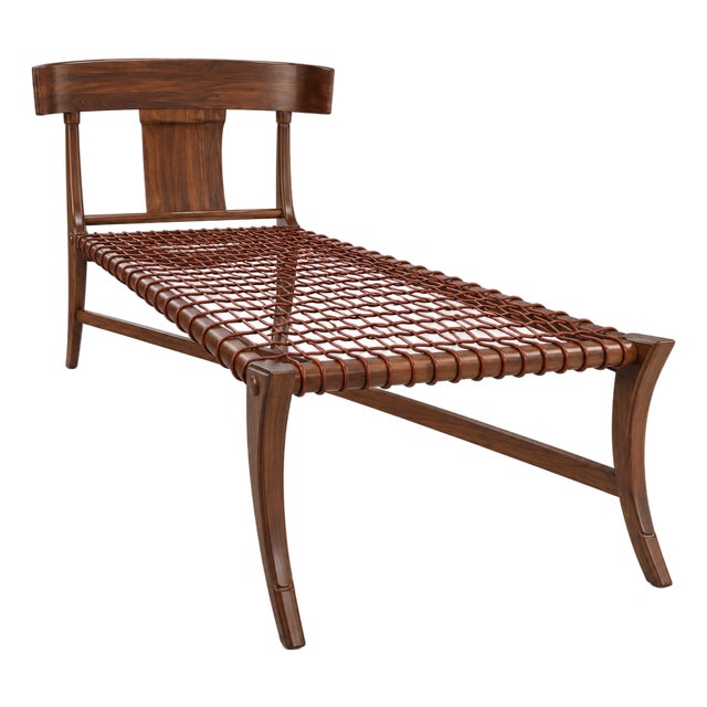 Klismos Style Solid Walnut Chaise Lounge For Sale