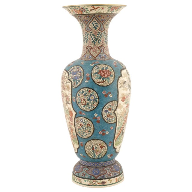 Japanese Cloisonne Enamel Meiji Totai Shippo Vase, Kinkozan School, 22 In. For Sale - Image 10 of 11