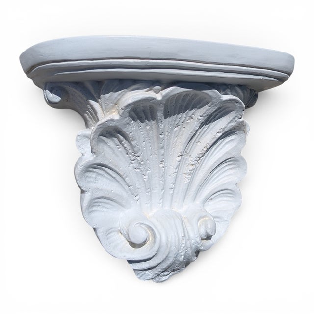 Vintage Neoclassical Revival Rocaille Shell Plaster Wall Bracket Shelf For Sale - Image 11 of 13