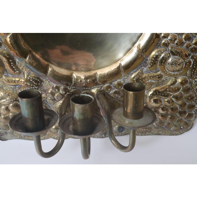 Metal Baroque Brass with Bird Motif and Flora Wall Candleholder by Danzig, 1960 For Sale - Image 7 of 10