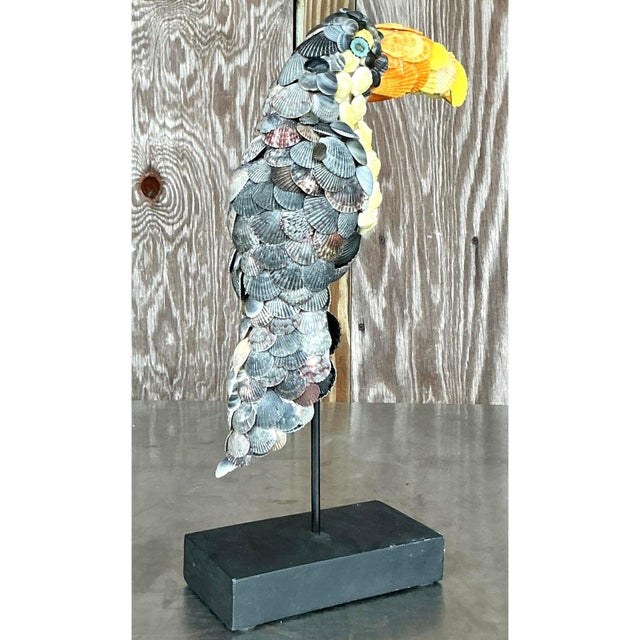 Vintage Coastal Shell Encrusted Toucan For Sale - Image 4 of 9